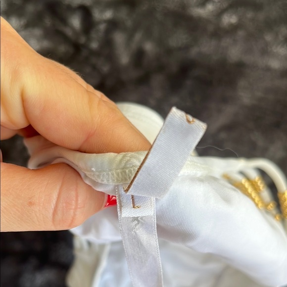 PILYQ White Strappy Bikini Bottom with Gold Bead Detail Glam Swimwear Y2K L - Picture 5 of 6